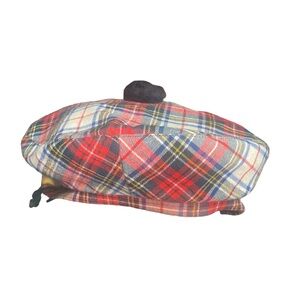 Vintage Viyella Scottish hat tartan plaid wool tam pom Pom hat